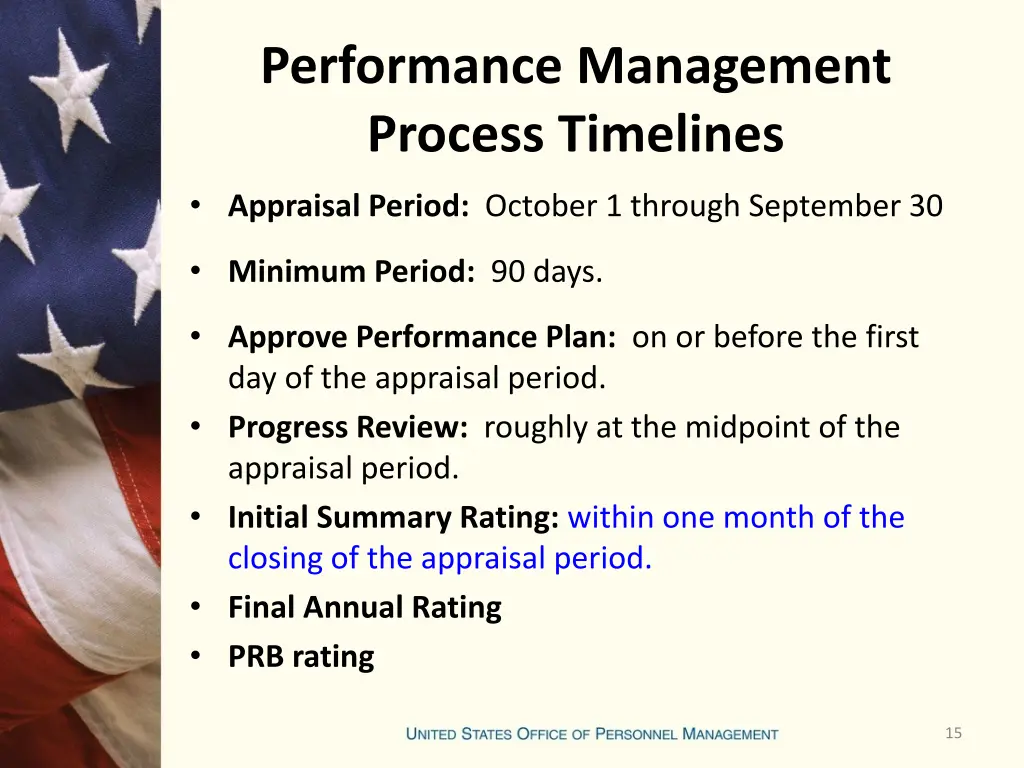 performance management process timelines