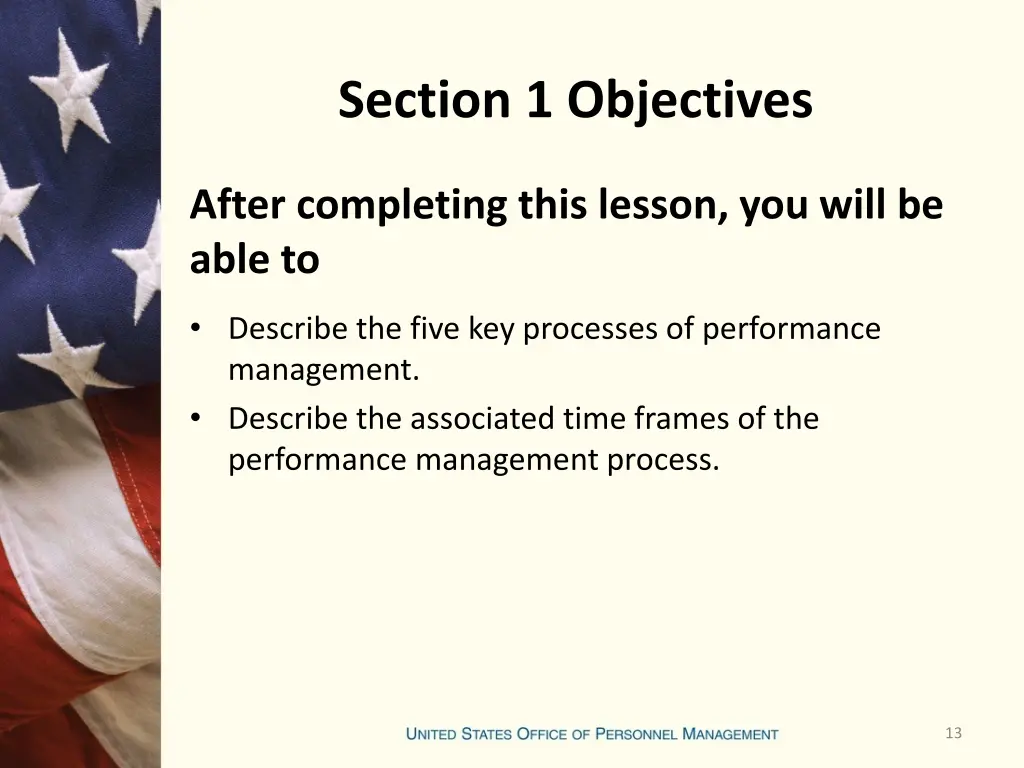 section 1 objectives