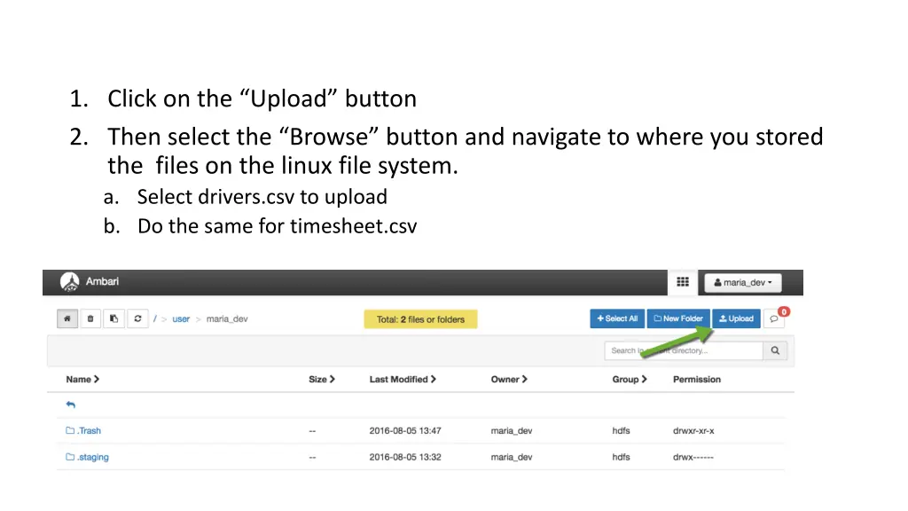 1 click on the upload button 2 then select