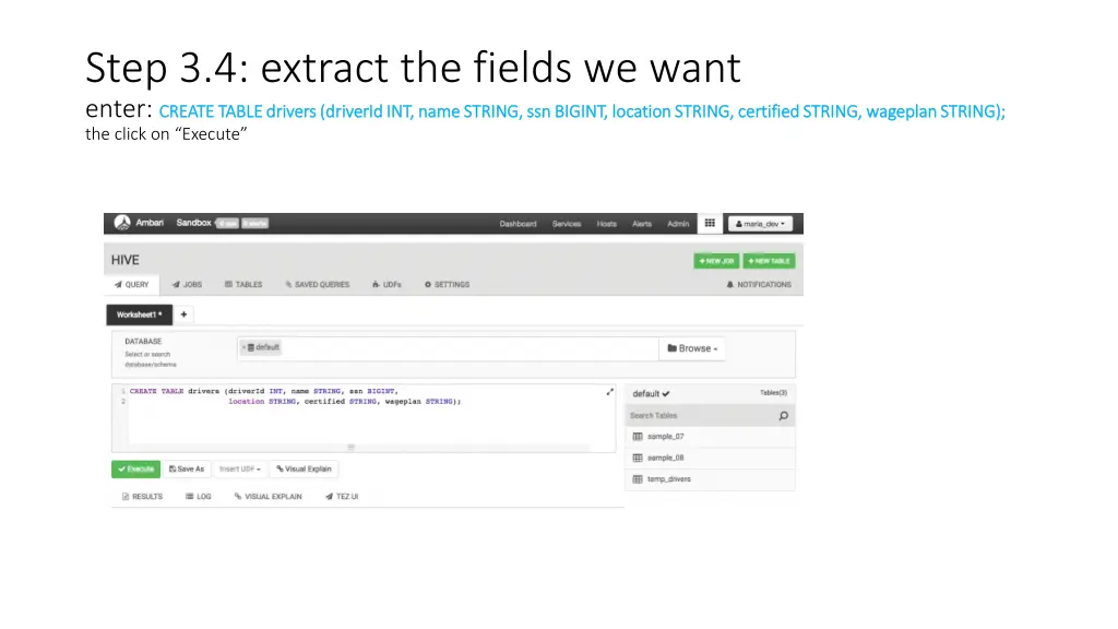 step 3 4 extract the fields we want enter create