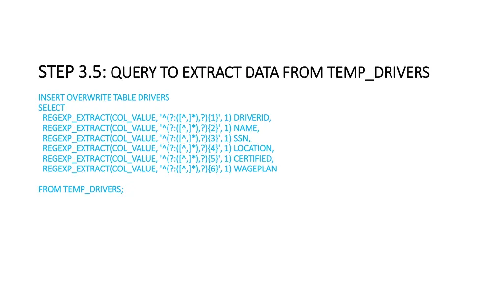 step 3 5 step 3 5 query to extract data from