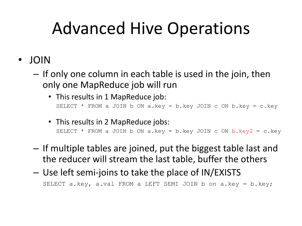 advanced hive operations