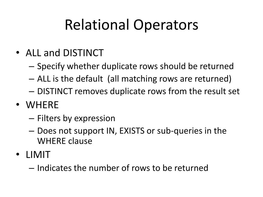 relational operators