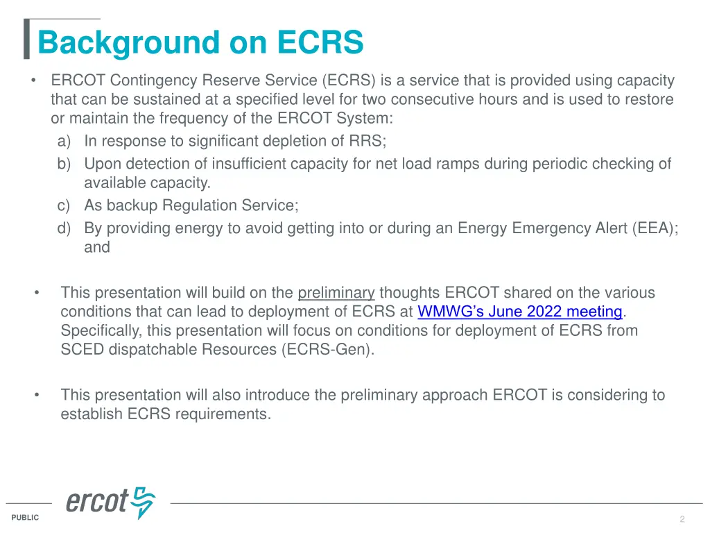 background on ecrs