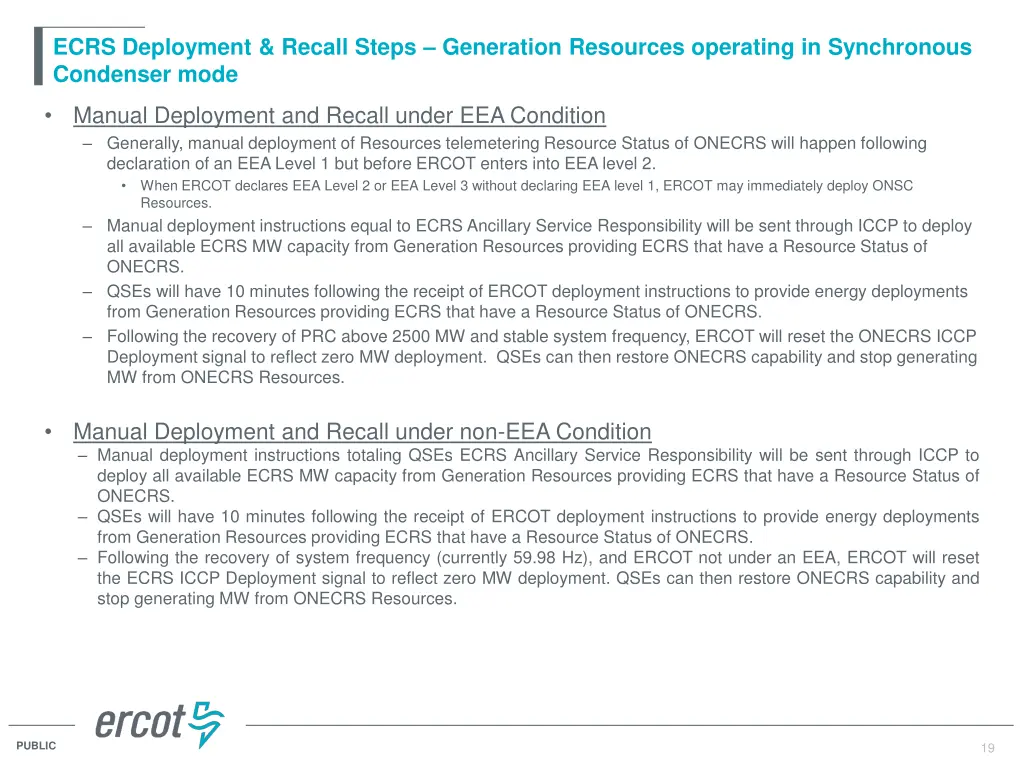 ecrs deployment recall steps generation resources 1