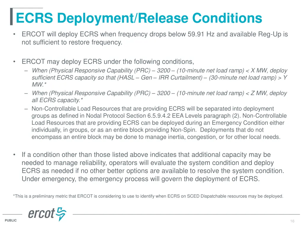 ecrs deployment release conditions
