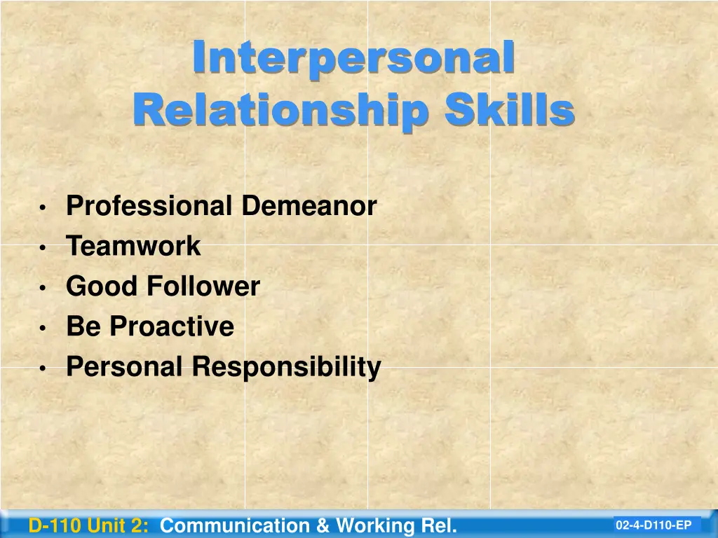 interpersonal relationship skills