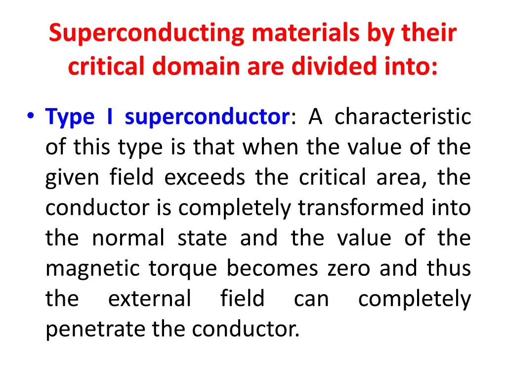superconducting materials by their critical