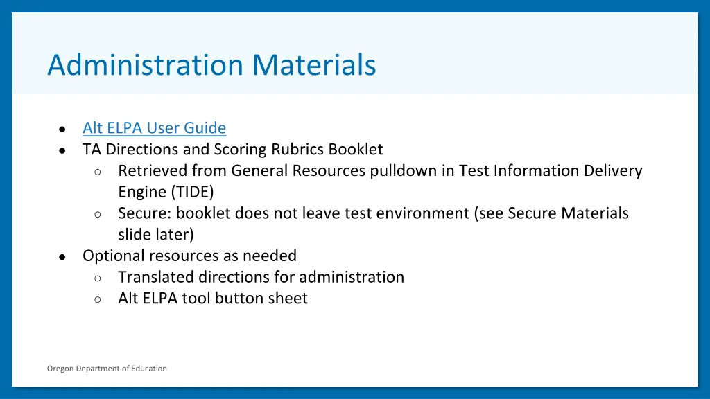 administration materials