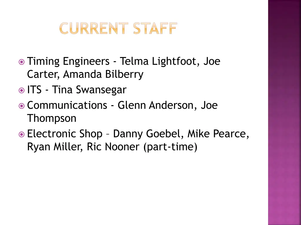 current staff