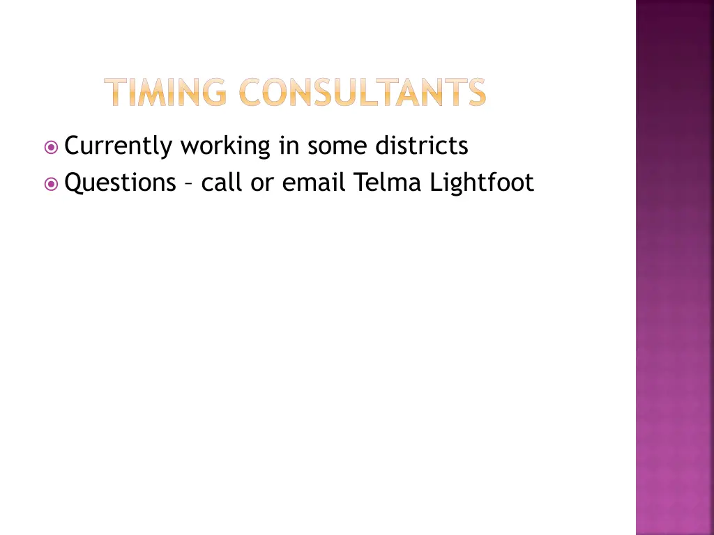 timing consultants
