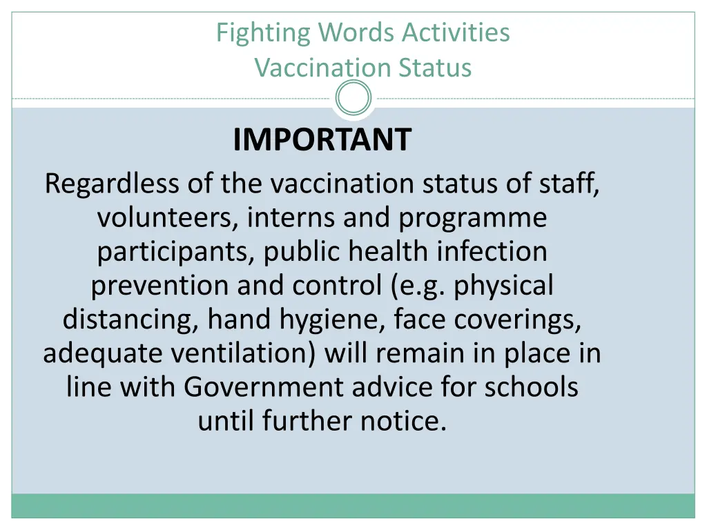 fighting words activities vaccination status