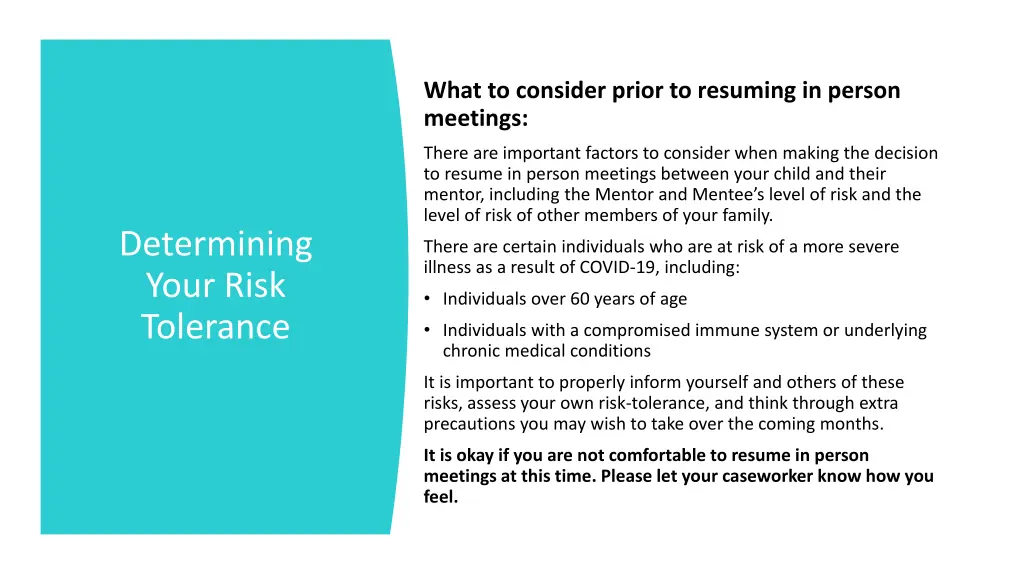 what to consider prior to resuming in person