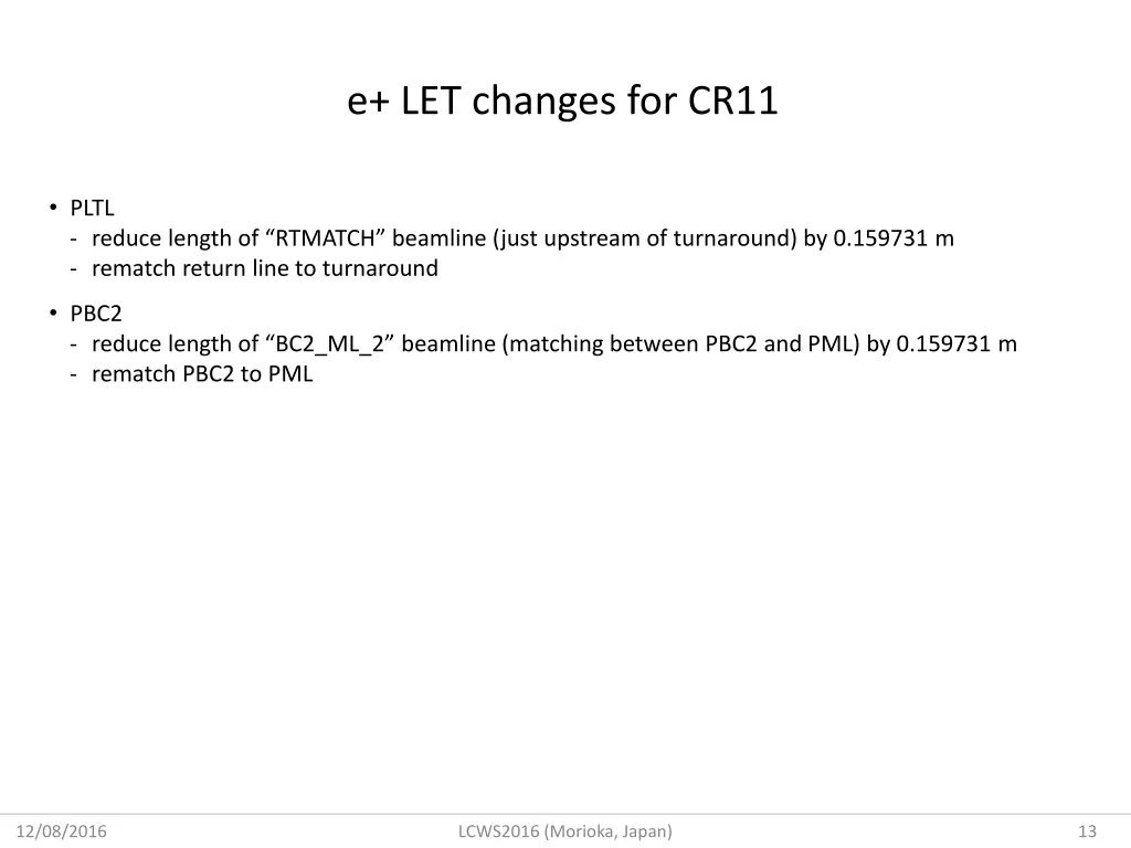 e let changes for cr11