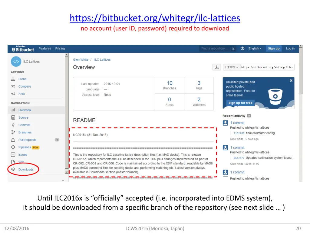 https bitbucket org whitegr ilc lattices