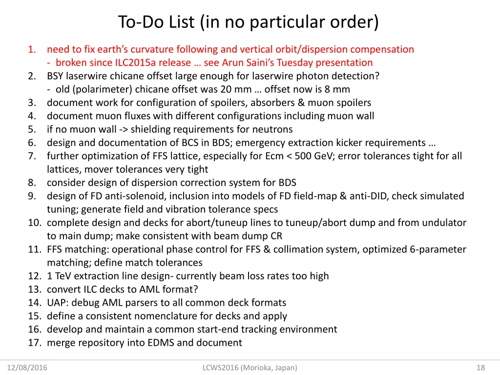to do list in no particular order