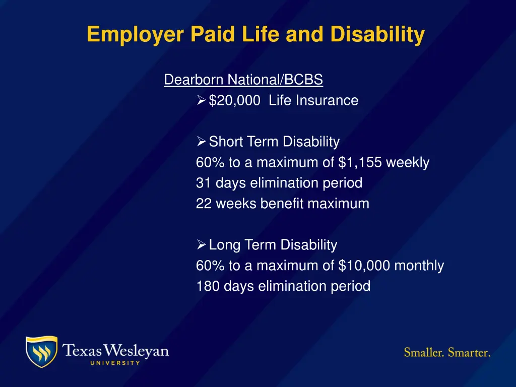 employer paid life and disability