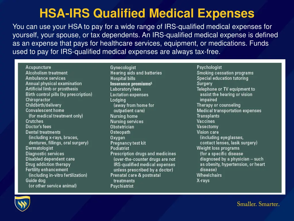 hsa irs qualified medical expenses