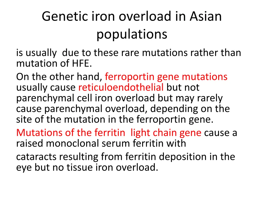 genetic iron overload in asian populations