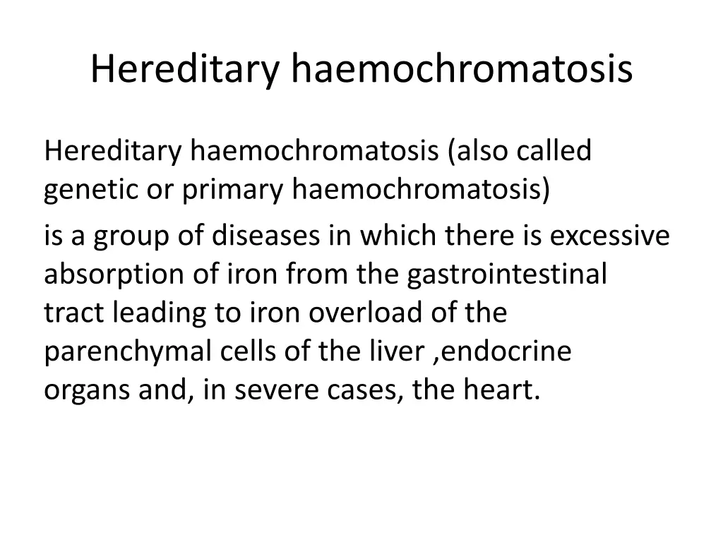 hereditary haemochromatosis
