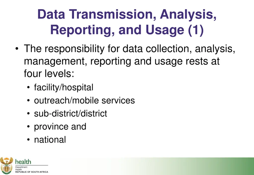 data transmission analysis reporting and usage