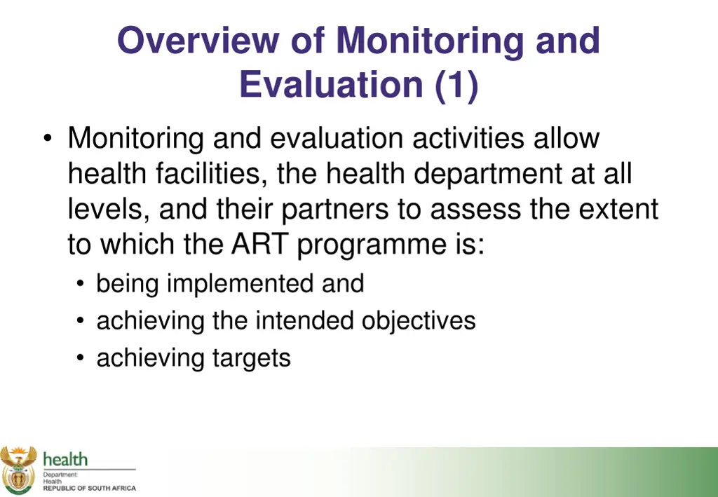 overview of monitoring and evaluation