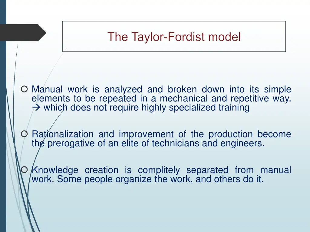 manual work is analyzed and broken down into