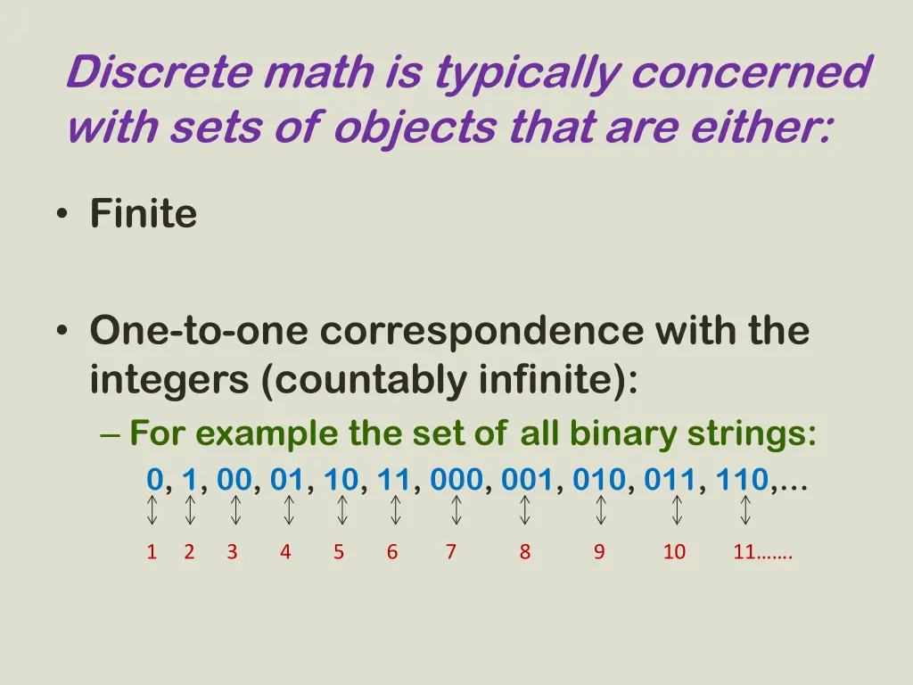discrete math is typically concerned with sets