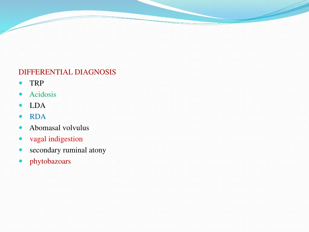 differential diagnosis trp acidosis