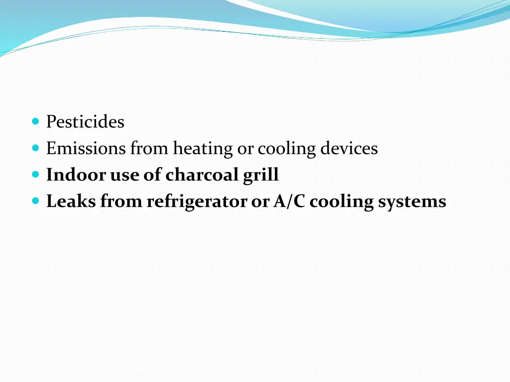 pesticides emissions from heating or cooling