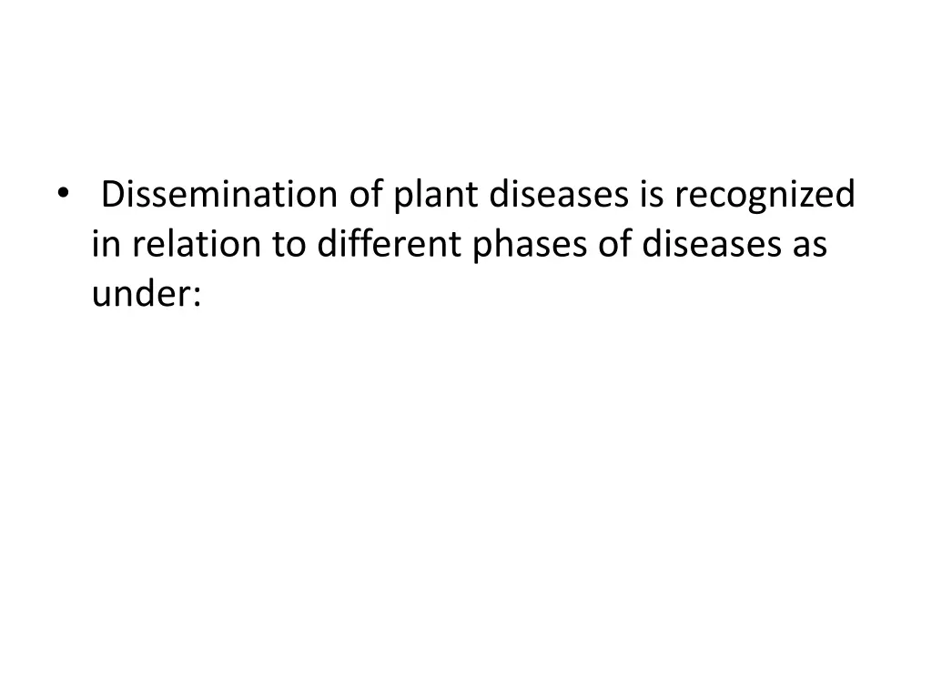 dissemination of plant diseases is recognized
