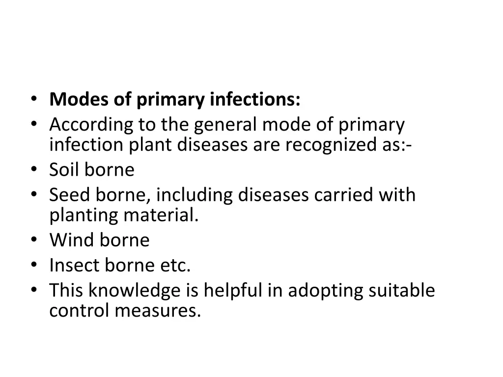 modes of primary infections according
