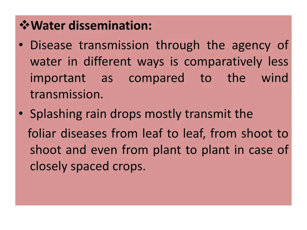 water dissemination disease transmission through