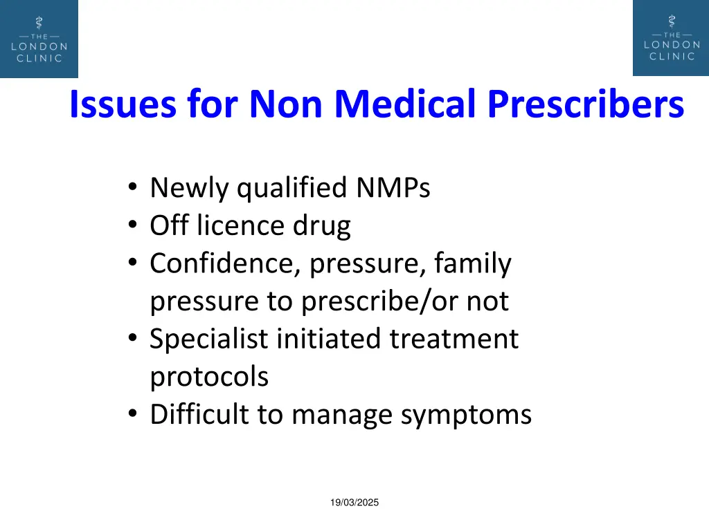 issues for non medical prescribers 1