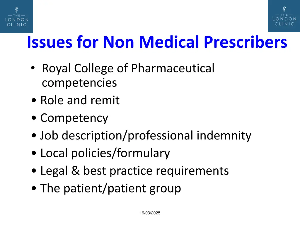 issues for non medical prescribers
