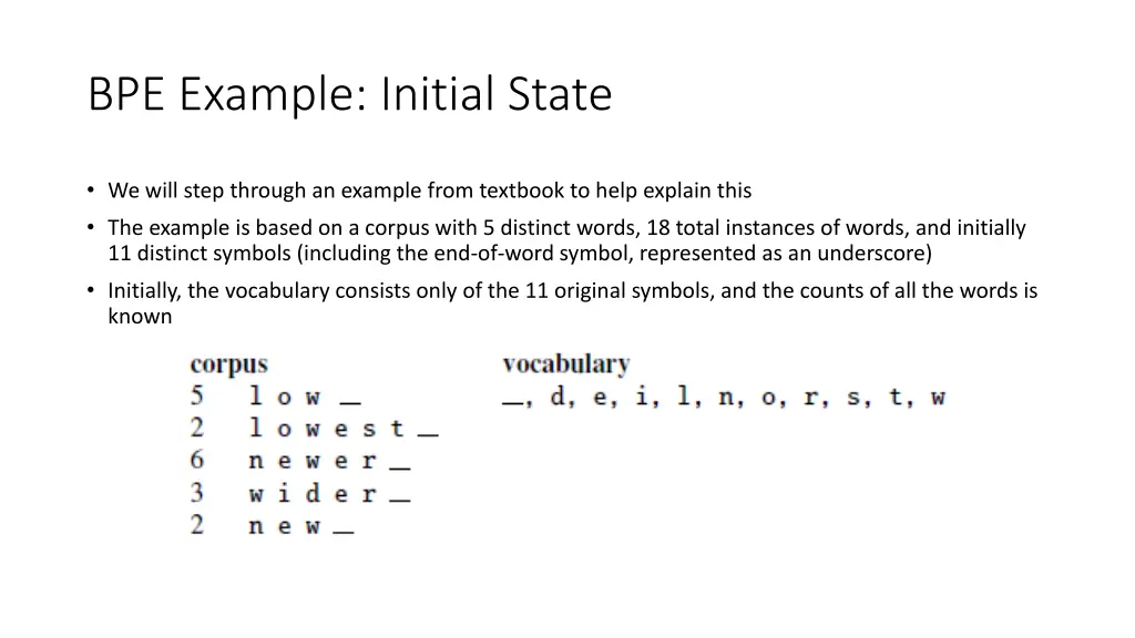 bpe example initial state