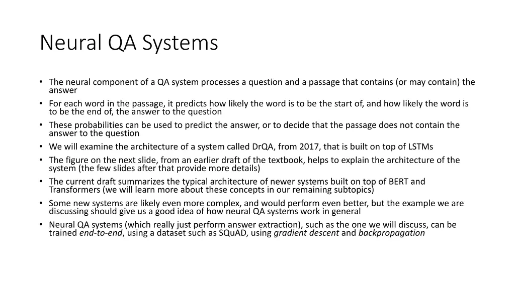 neural qa systems