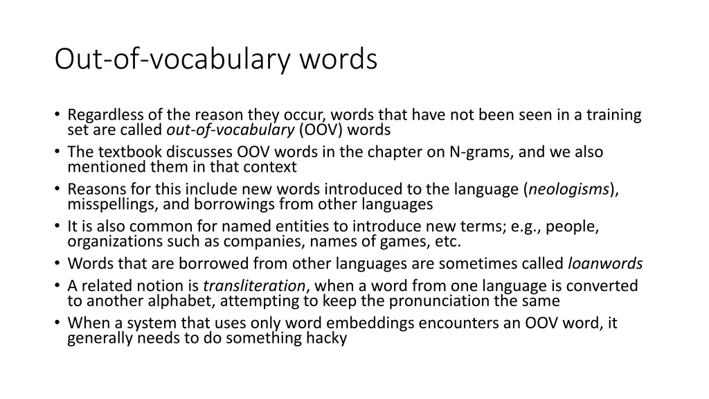out of vocabulary words