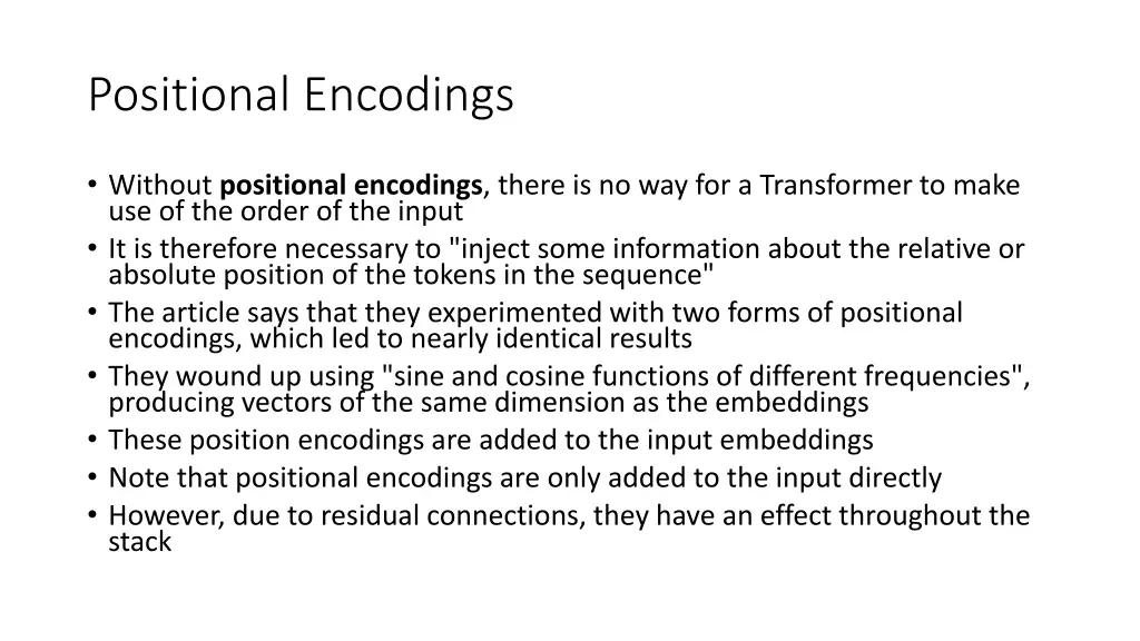 positional encodings