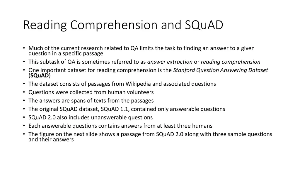 reading comprehension and squad