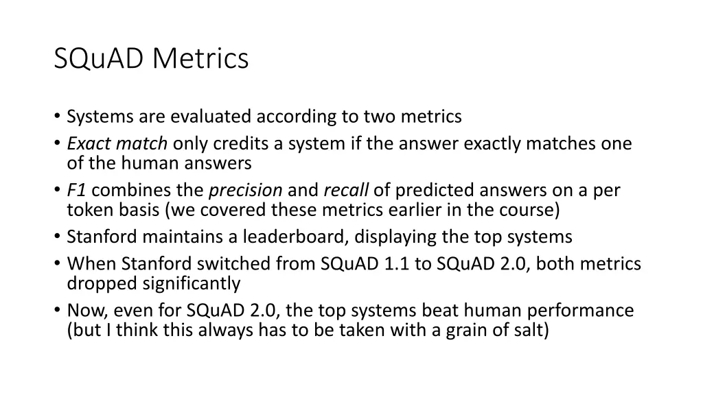 squad metrics
