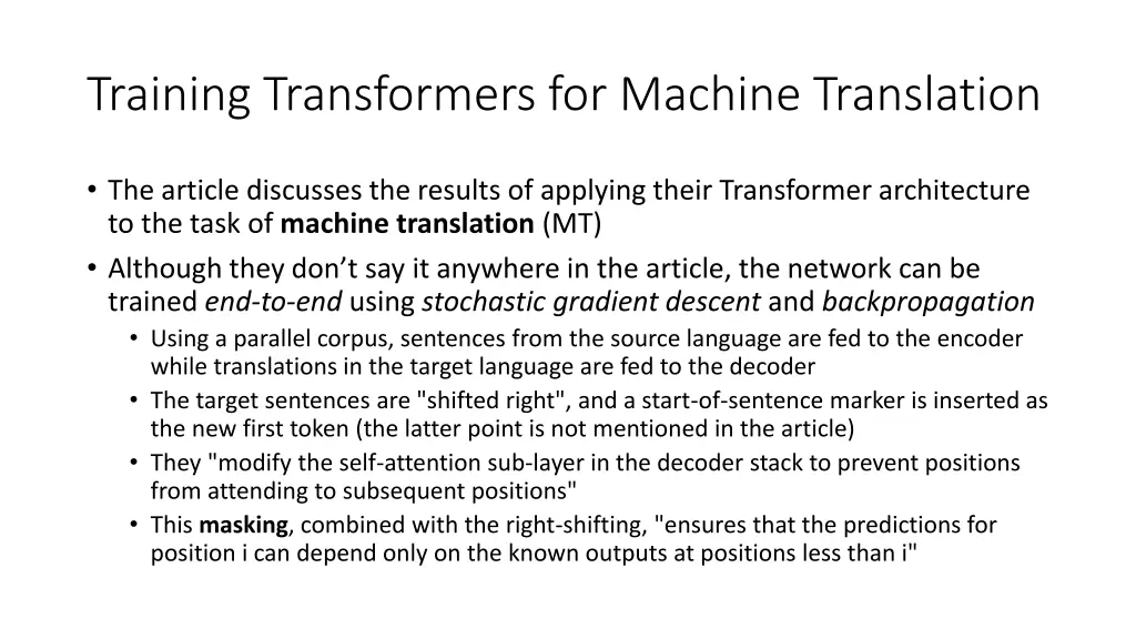 training transformers for machine translation