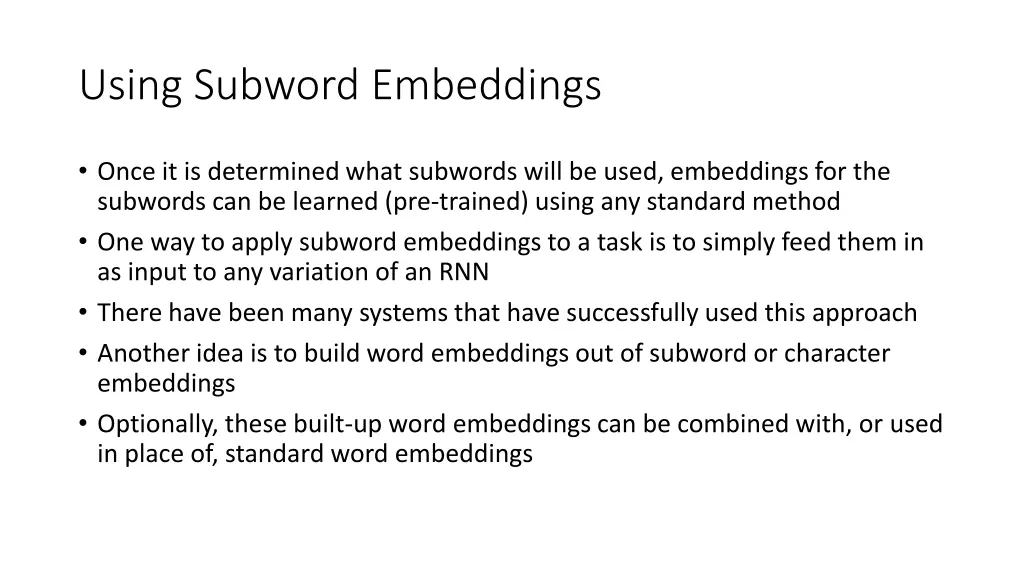 using subword embeddings