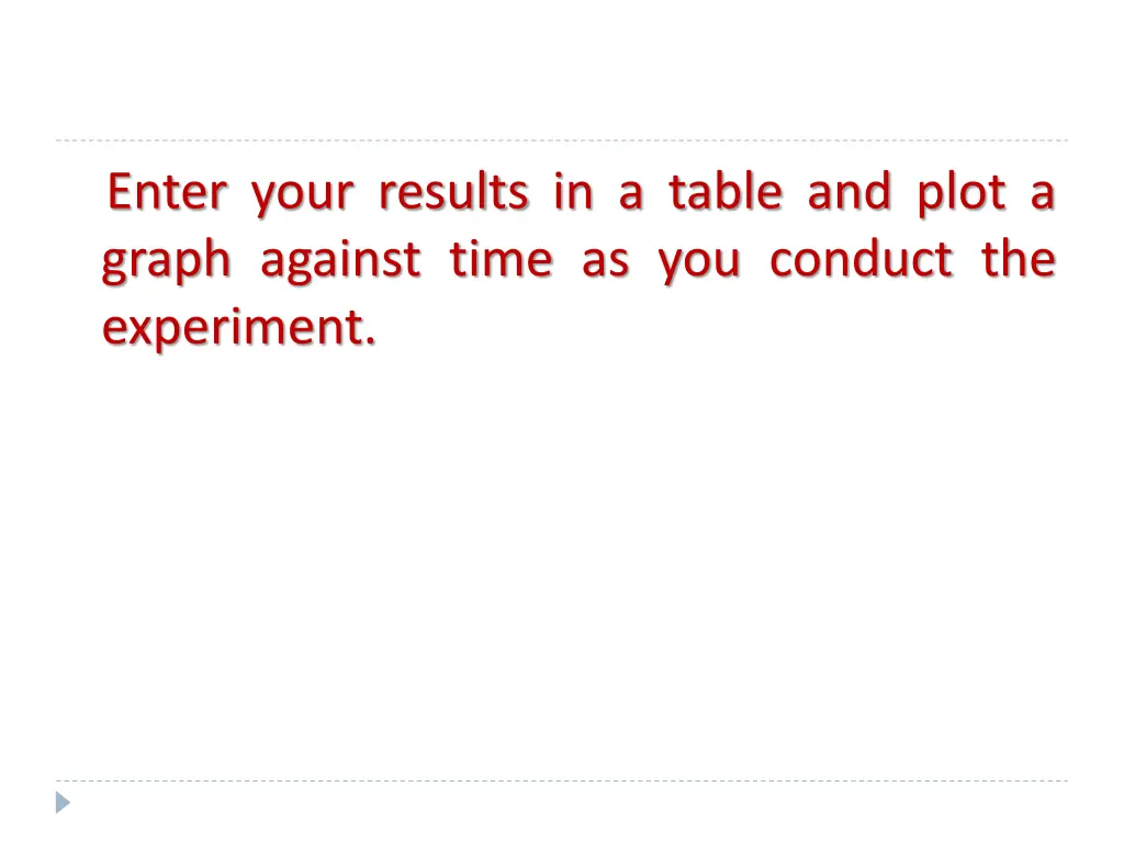 enter your results in a table and plot a graph