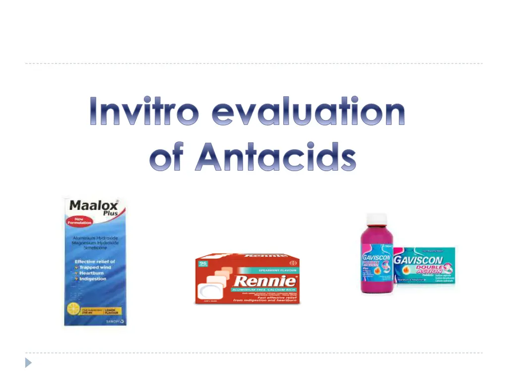 invitro evaluation of antacids