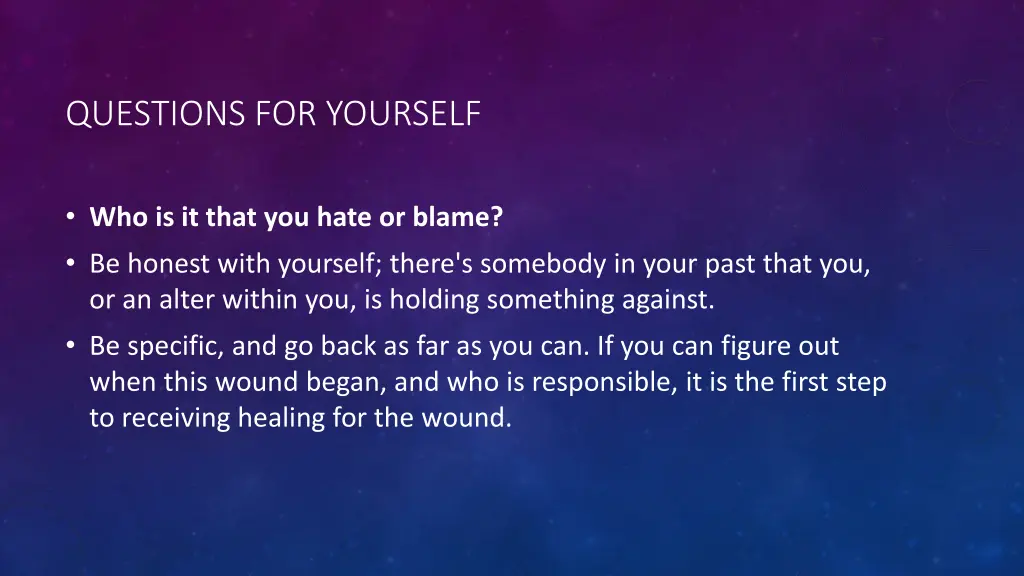 questions for yourself