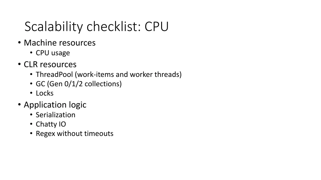 scalability checklist cpu machine resources