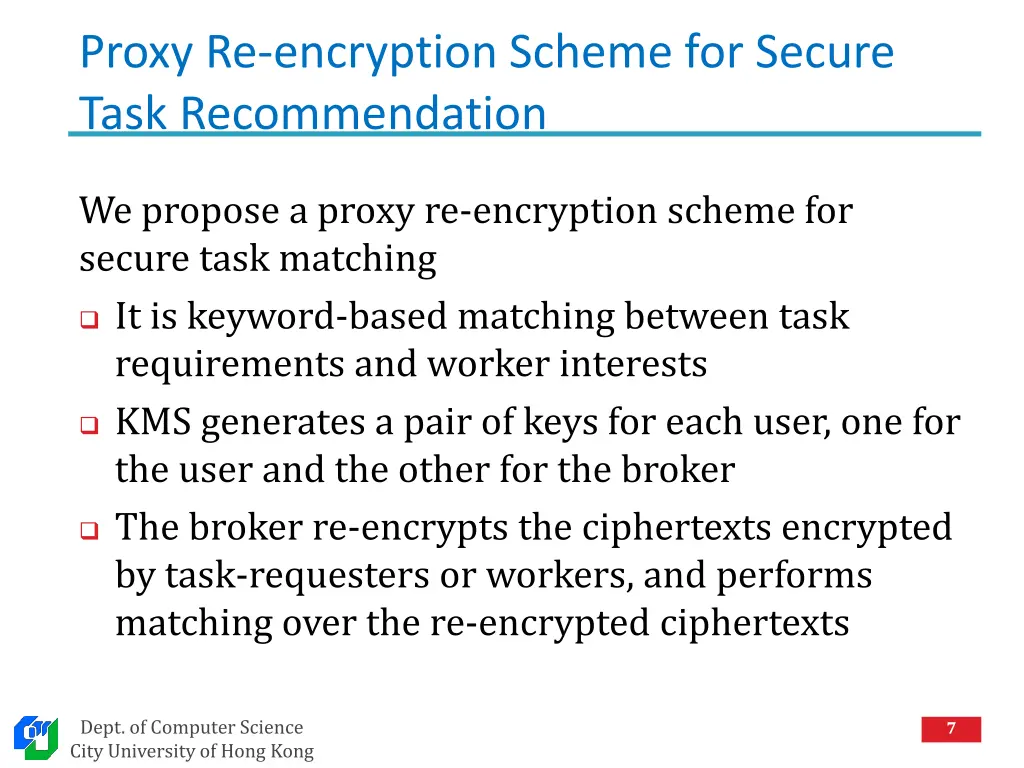 proxy re encryption scheme for secure task