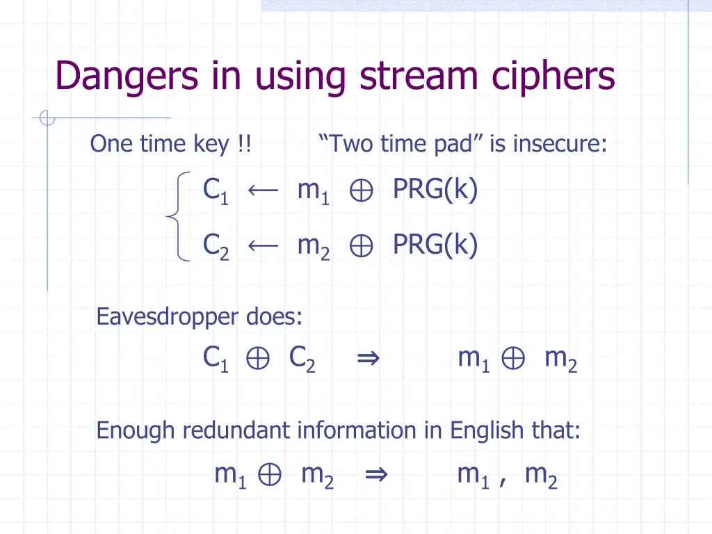 dangers in using stream ciphers