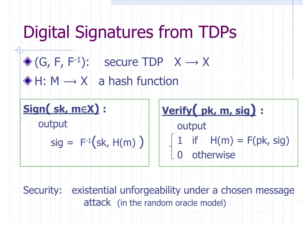 digital signatures from tdps